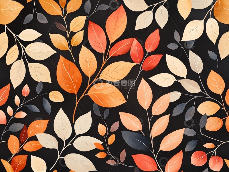 高清大图下载【趣麦麦图】秋叶渐变色背景图案