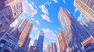 未来城市高楼建筑动漫风格