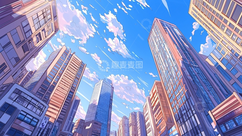 高清大图下载【趣麦麦图】未来城市高楼建筑动漫风格