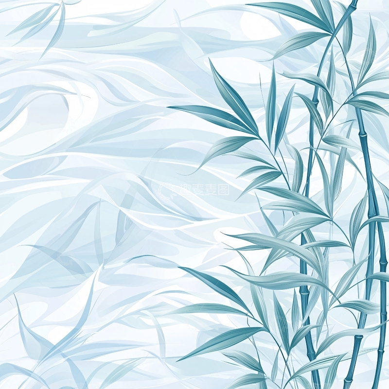 高清大图下载【趣麦麦图】竹子与流动的水波纹背景
