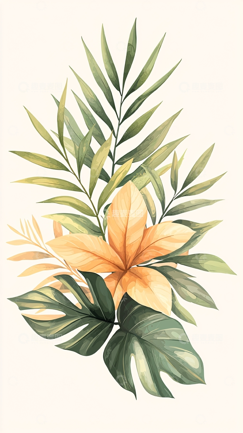 高清大图下载【趣麦麦图】热带植物插画素材