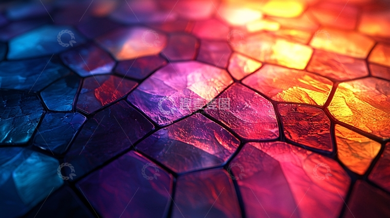 高清大图下载【趣麦麦图】色彩斑斓的六边形纹理背景