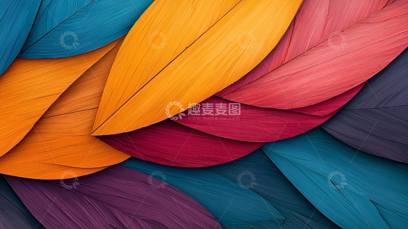 高清大图下载【趣麦麦图】色彩斑斓的羽毛纹理背景