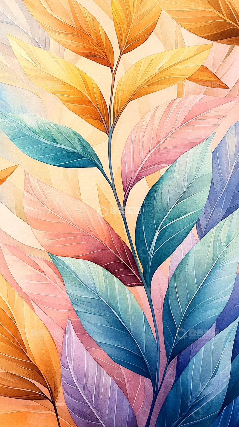 高清大图下载【趣麦麦图】色彩斑斓的叶子背景图