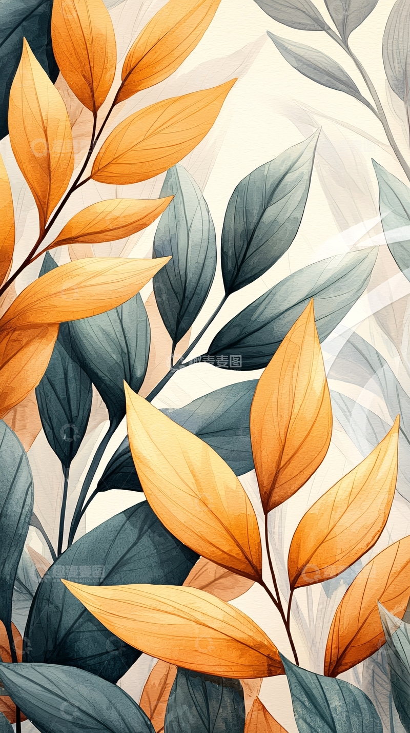 高清大图下载【趣麦麦图】秋日色彩斑斓的树叶背景图