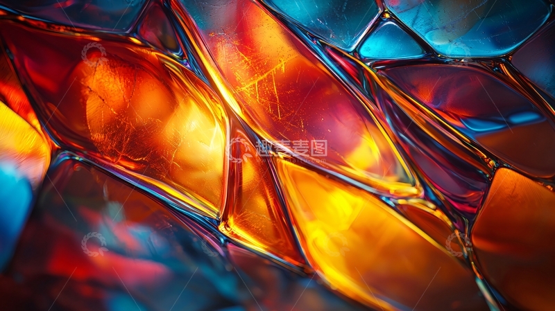 高清大图下载【趣麦麦图】色彩斑斓的玻璃碎片纹理