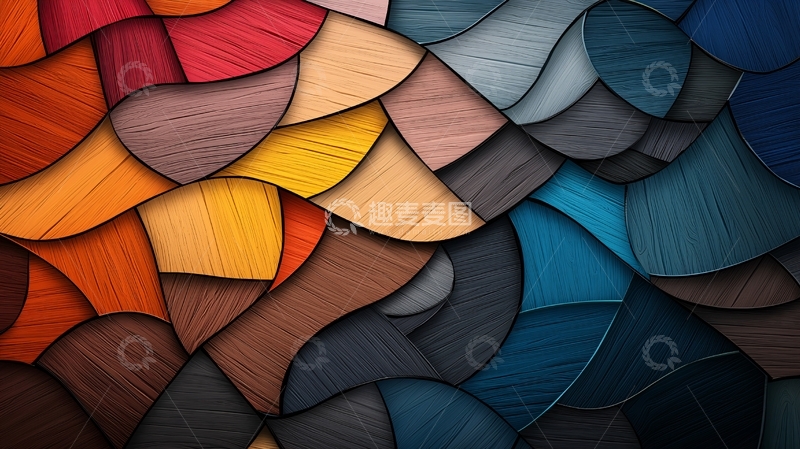 高清大图下载【趣麦麦图】抽象波浪形色彩拼接背景图