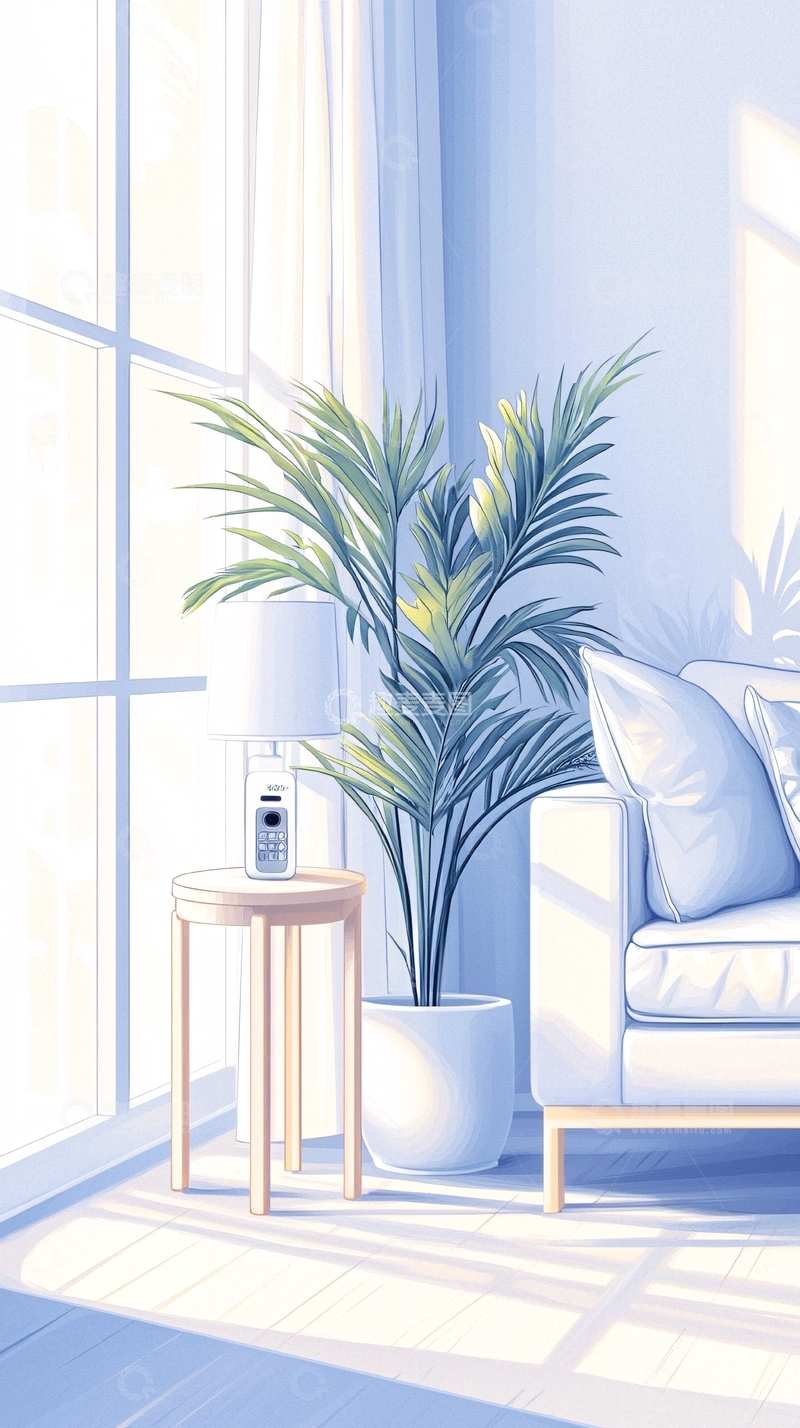 高清大图下载【趣麦麦图】温馨客厅阳光植物沙发