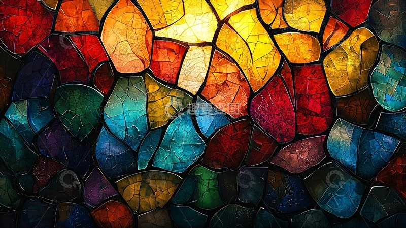 高清大图下载【趣麦麦图】彩色玻璃碎片拼接背景