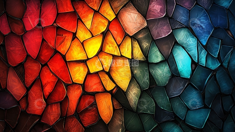 高清大图下载【趣麦麦图】彩色玻璃拼接艺术背景