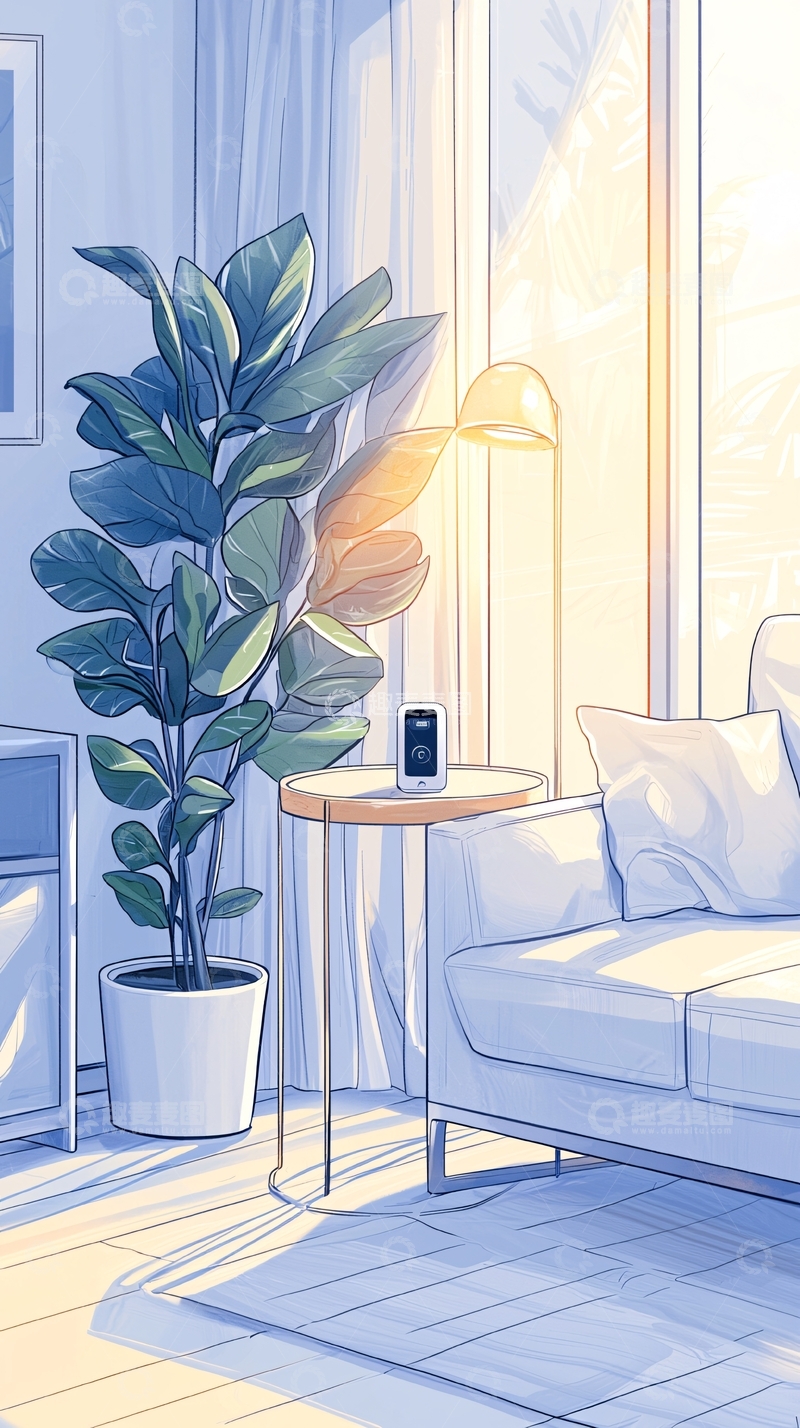 高清大图下载【趣麦麦图】温馨客厅阳光植物沙发