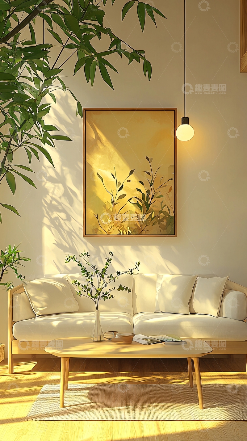 高清大图下载【趣麦麦图】阳光洒满客厅的温馨场景