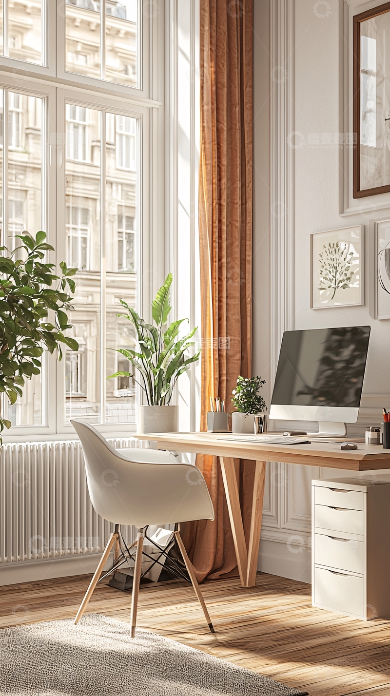 高清大图下载【趣麦麦图】温馨自然风格书房布置