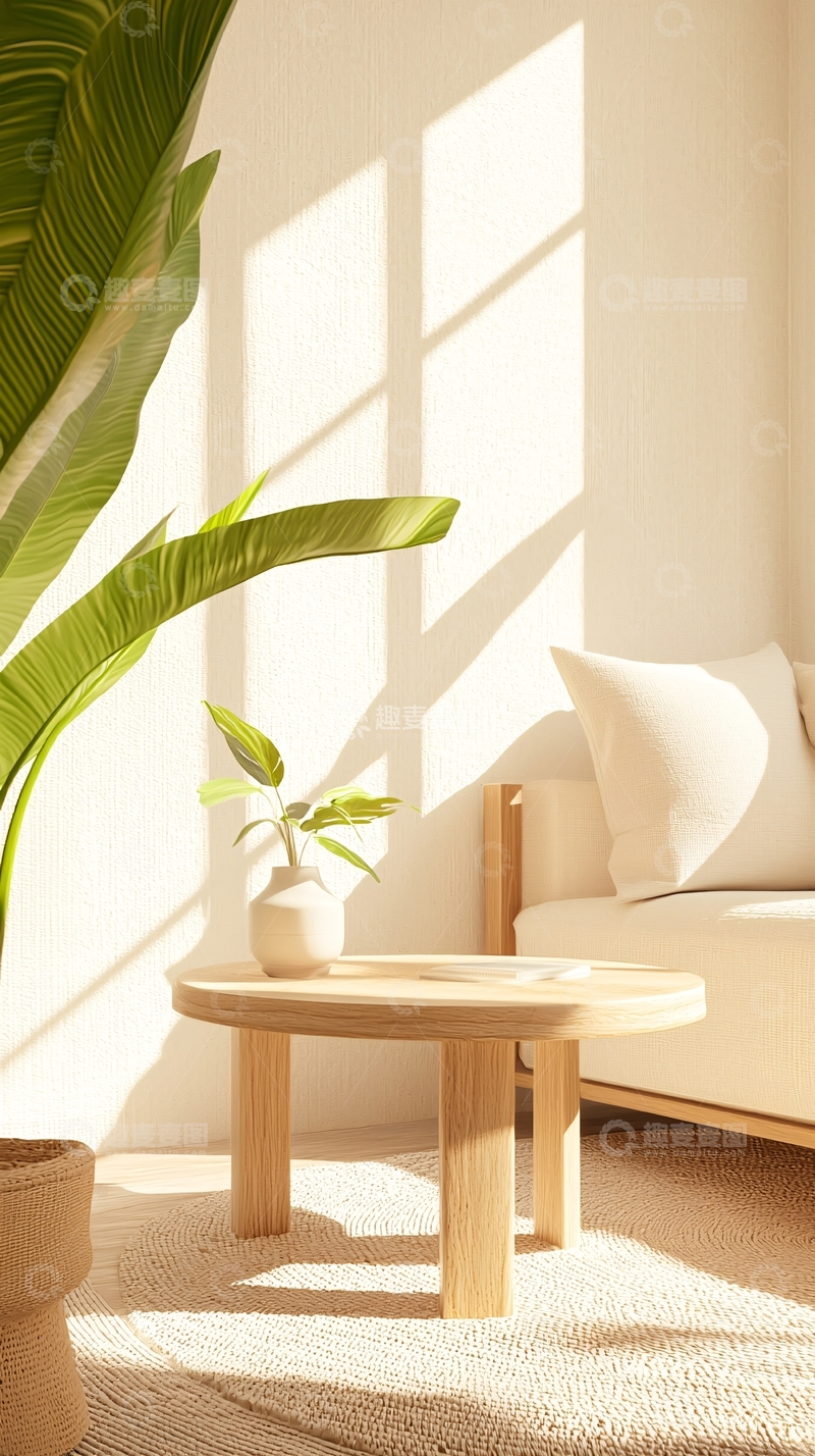 高清大图下载【趣麦麦图】阳光洒满客厅简约自然风