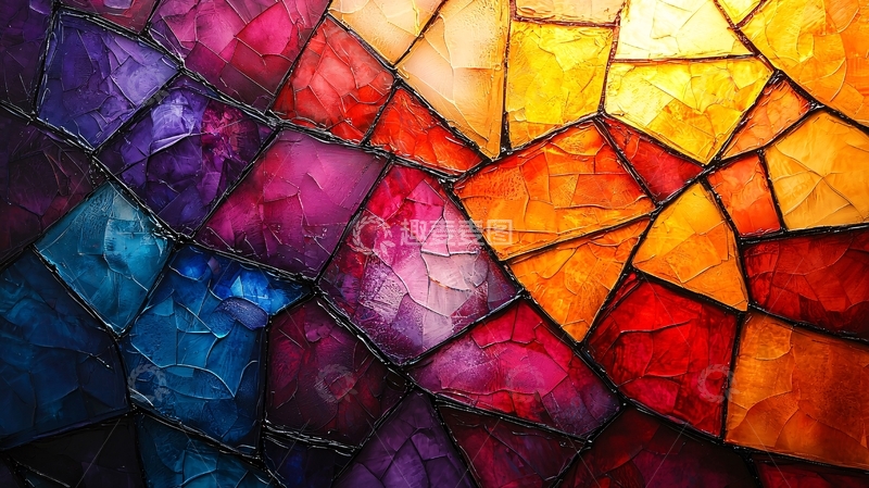 高清大图下载【趣麦麦图】彩色玻璃拼接艺术背景