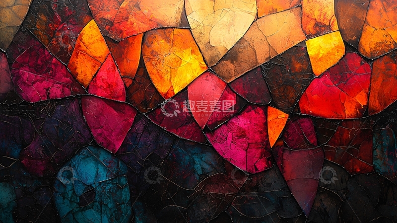 高清大图下载【趣麦麦图】秋叶拼贴抽象艺术背景