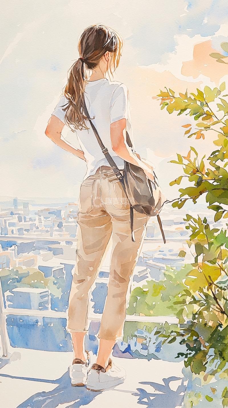 高清大图下载【趣麦麦图】夏日阳光下的背影