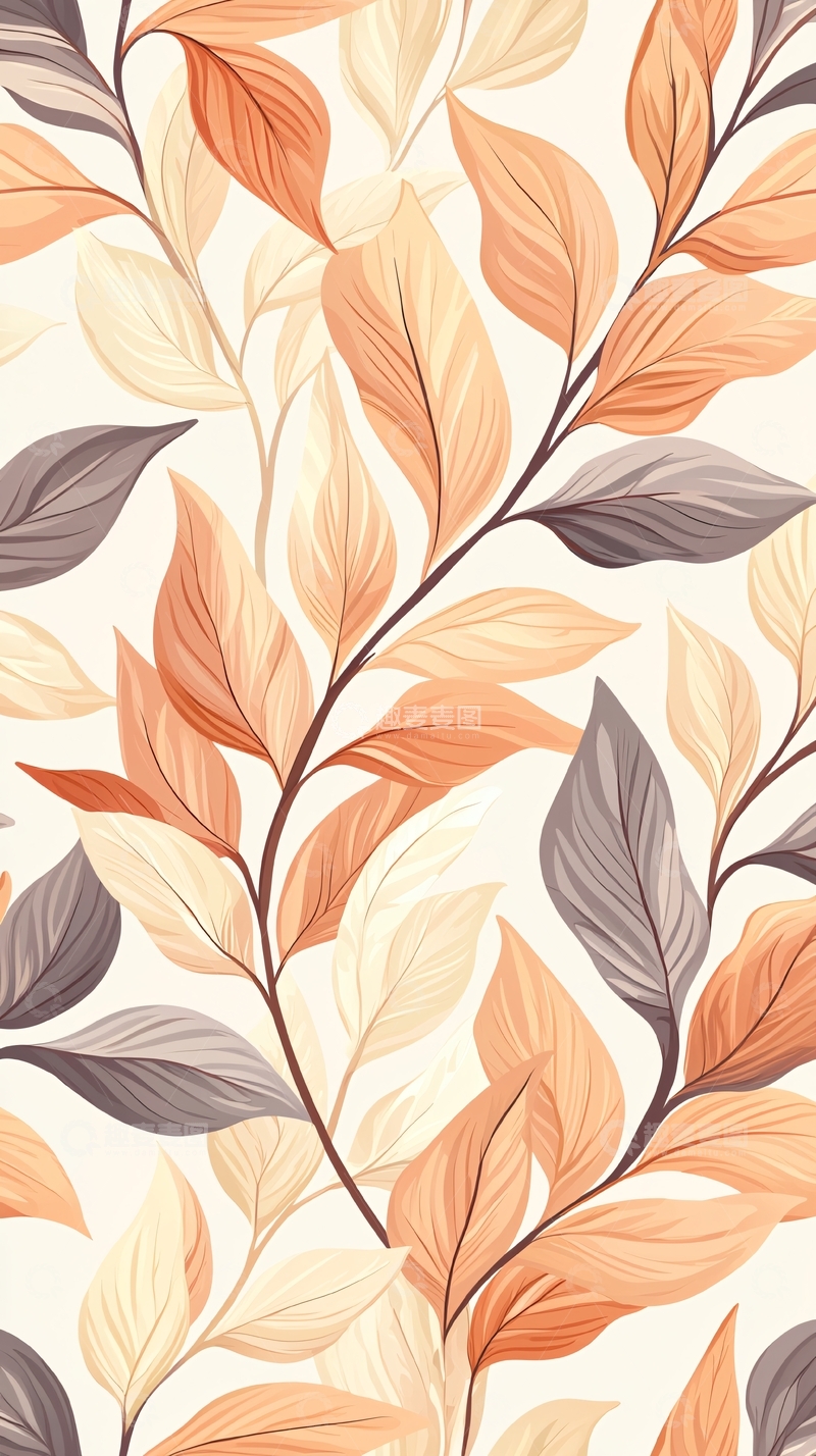 高清大图下载【趣麦麦图】秋叶渐变色背景图案
