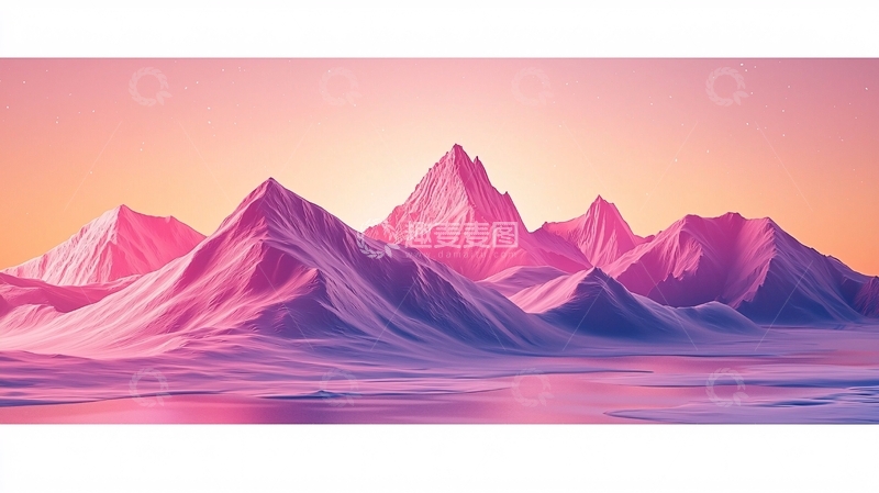 高清大图下载【趣麦麦图】梦幻粉红山脉风景