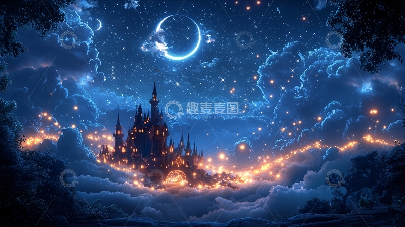 高清大图下载【趣麦麦图】梦幻城堡夜景