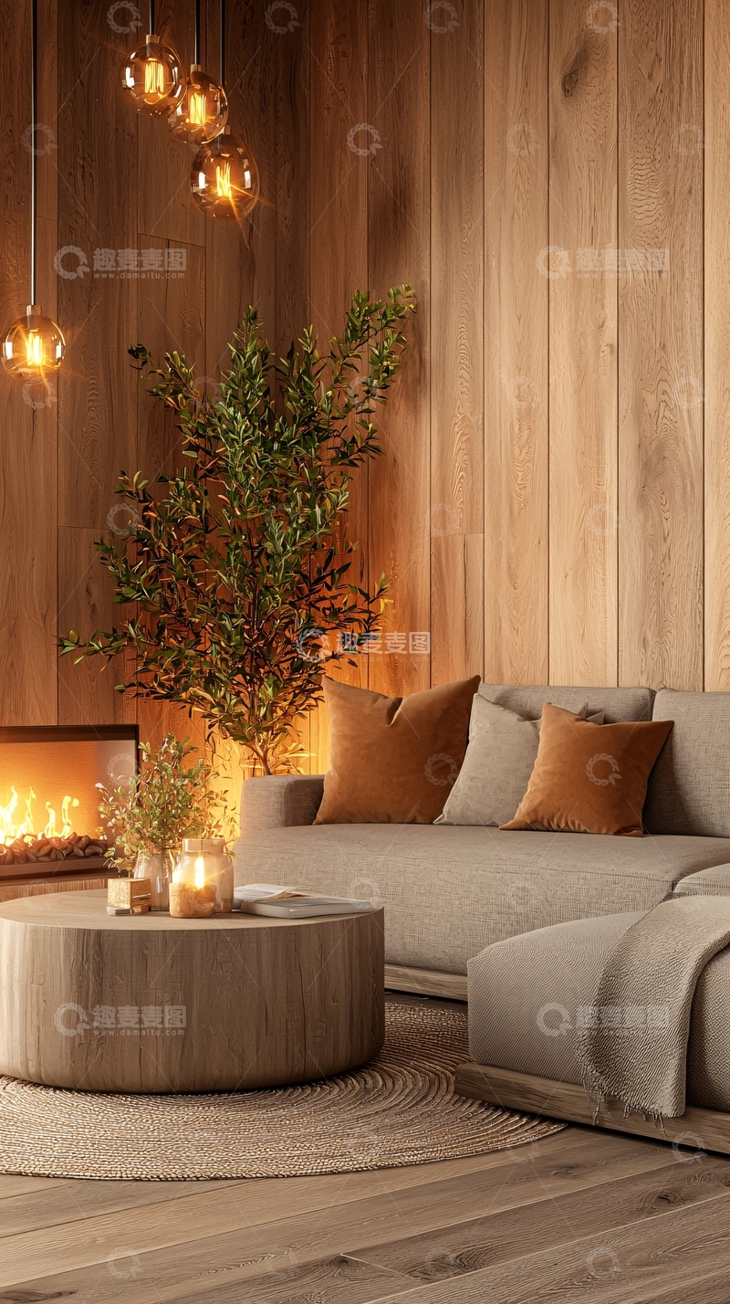 高清大图下载【趣麦麦图】温馨木质客厅装饰设计