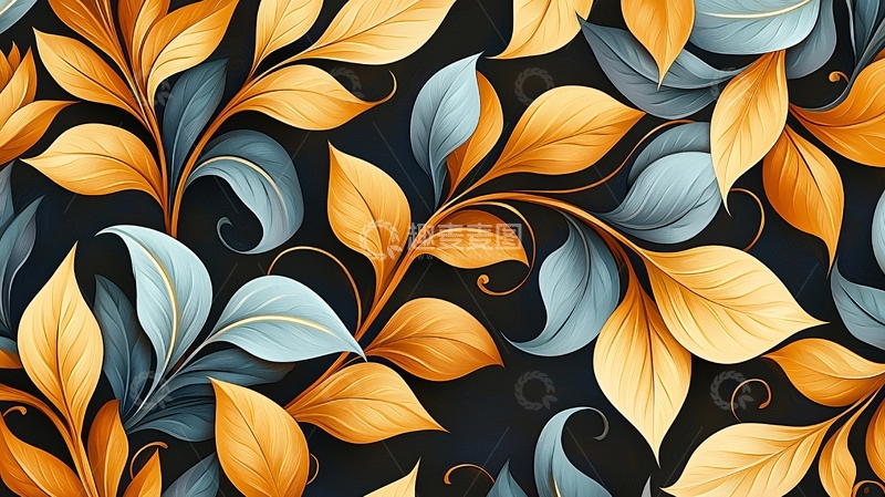 高清大图下载【趣麦麦图】秋叶抽象艺术图案背景