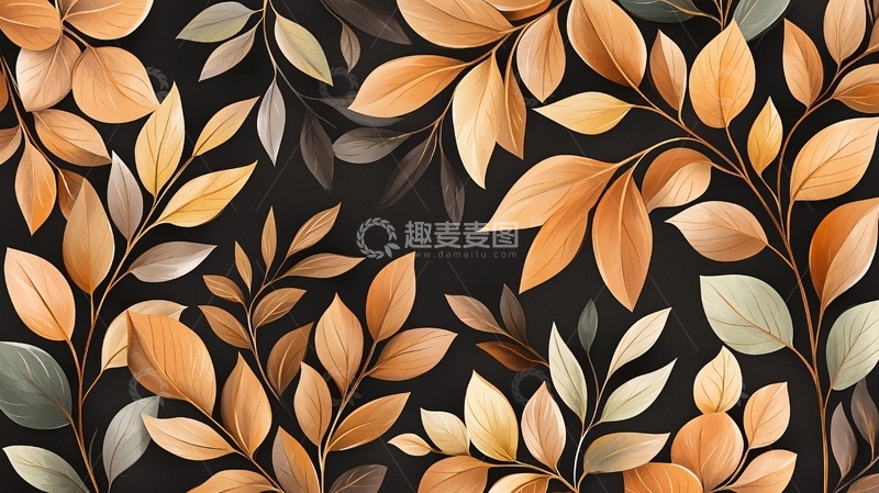 高清大图下载【趣麦麦图】秋叶图案背景素材