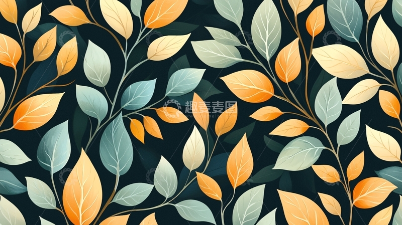 高清大图下载【趣麦麦图】秋叶渐变色背景图案