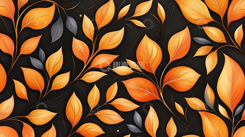 高清大图下载【趣麦麦图】秋叶图案背景素材