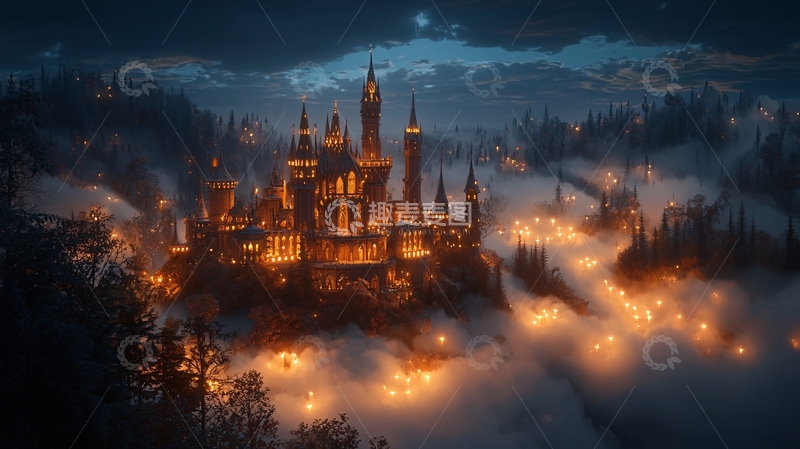 高清大图下载【趣麦麦图】梦幻城堡夜景