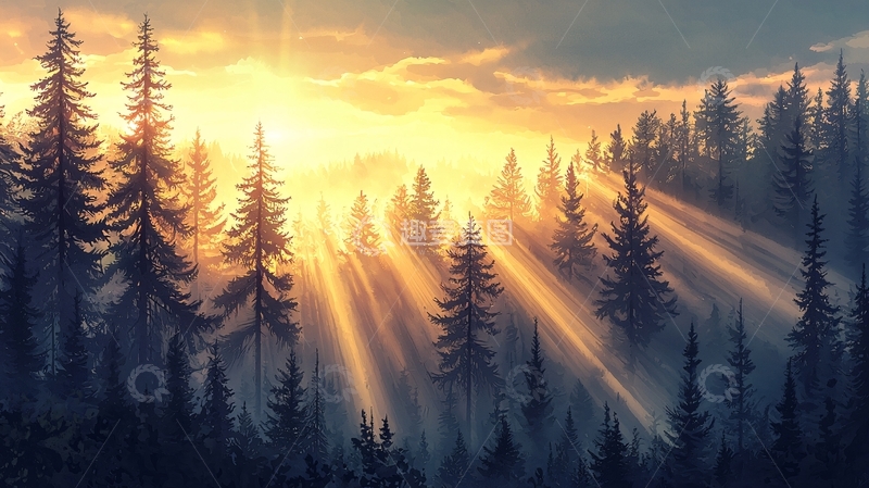 高清大图下载【趣麦麦图】晨光森林高清图片