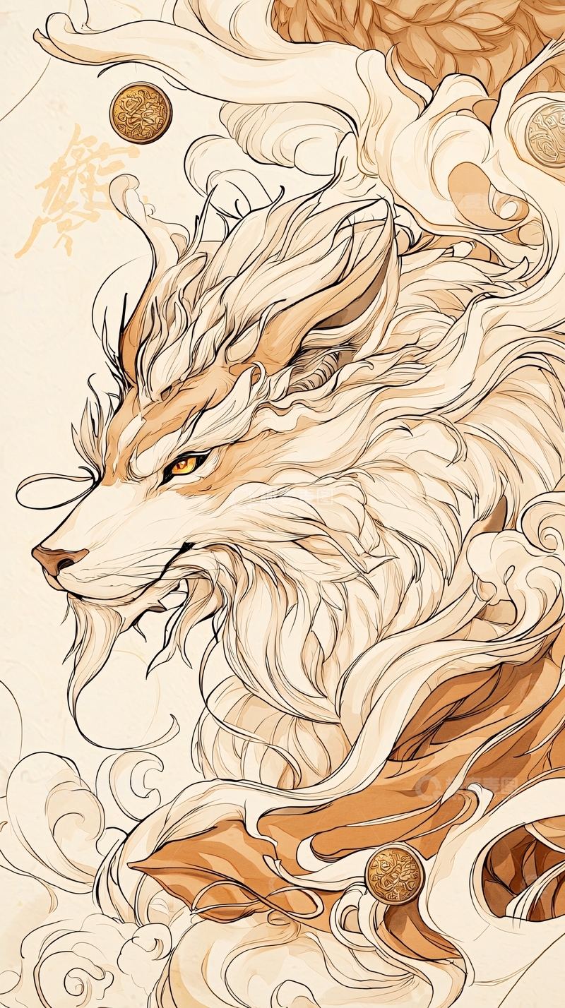 高清大图下载【趣麦麦图】九尾狐与云雾