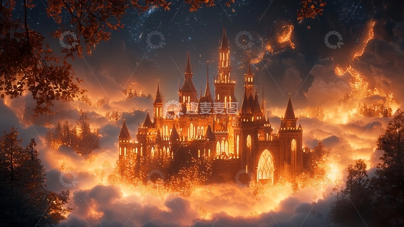 高清大图下载【趣麦麦图】梦幻城堡夜景