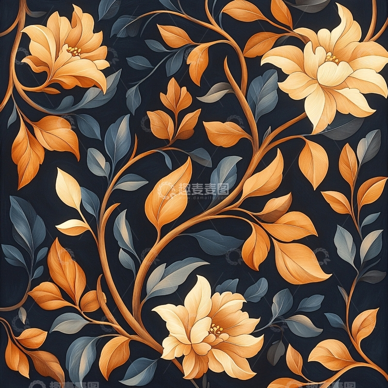 高清大图下载【趣麦麦图】秋日花卉背景图案