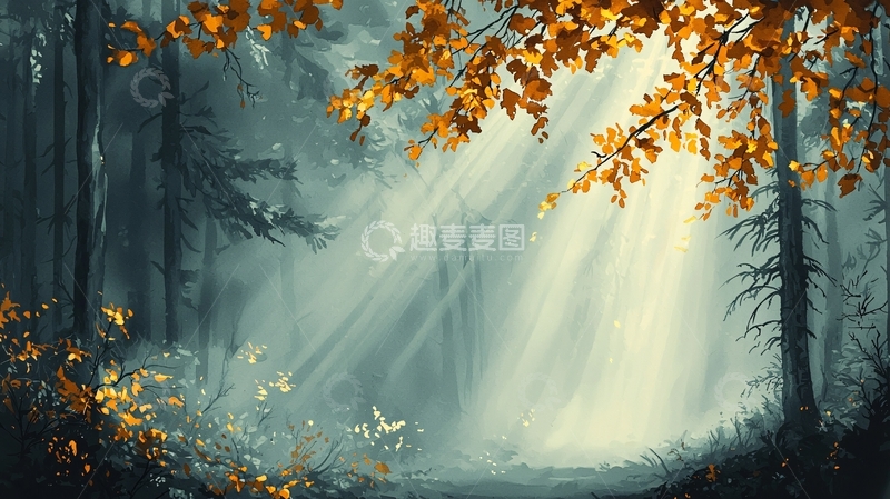 高清大图下载【趣麦麦图】秋日森林光影