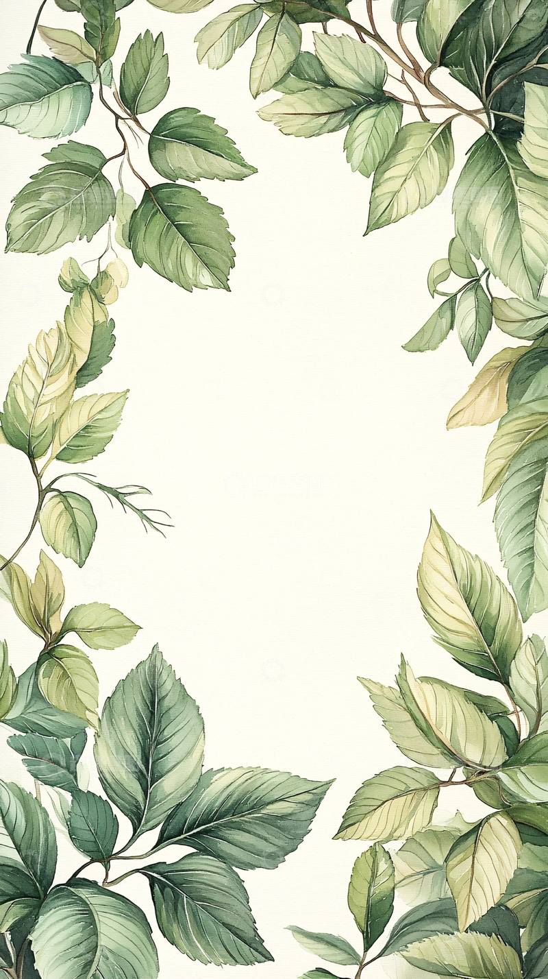 高清大图下载【趣麦麦图】绿色植物边框背景图