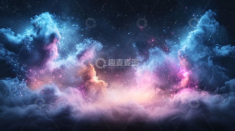 高清大图下载【趣麦麦图】梦幻星云与烟雾背景