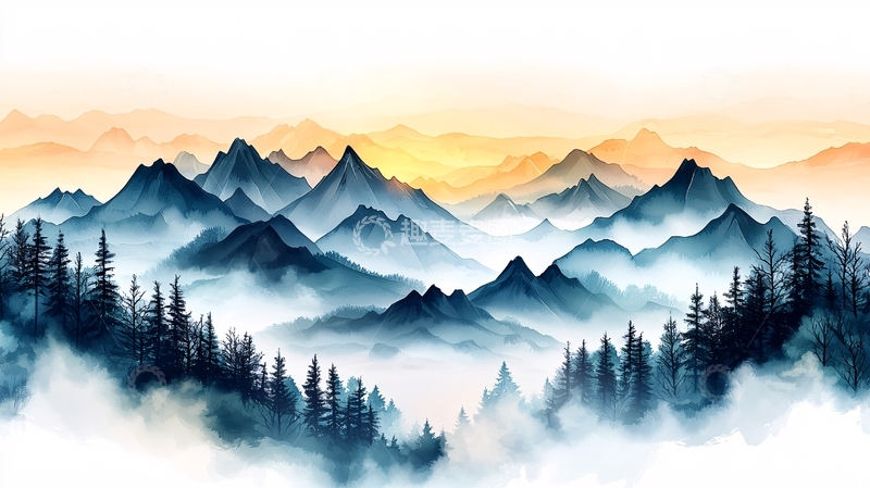 高清大图下载【趣麦麦图】山峦云雾森林风景