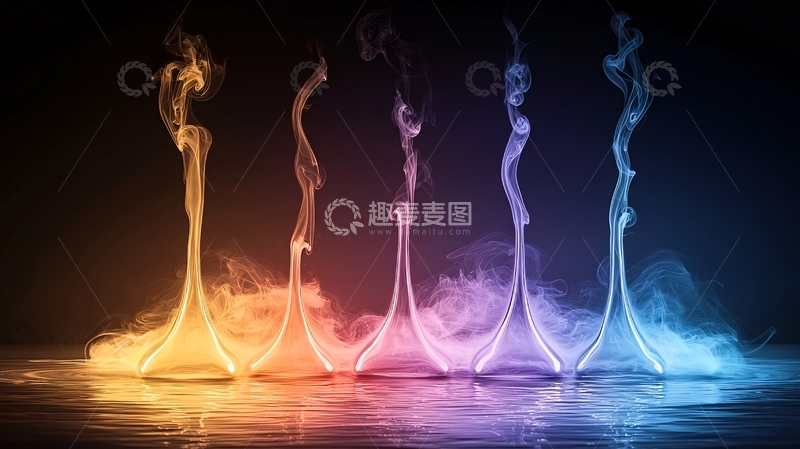 高清大图下载【趣麦麦图】五彩烟雾在水中绽放