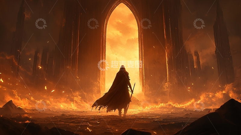 高清大图下载【趣麦麦图】末日之门下的孤独旅者