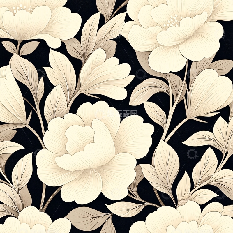 高清大图下载【趣麦麦图】优雅花卉图案背景素材