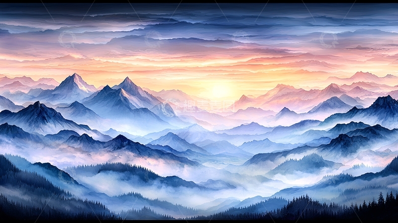 高清大图下载【趣麦麦图】晨曦山峦云海