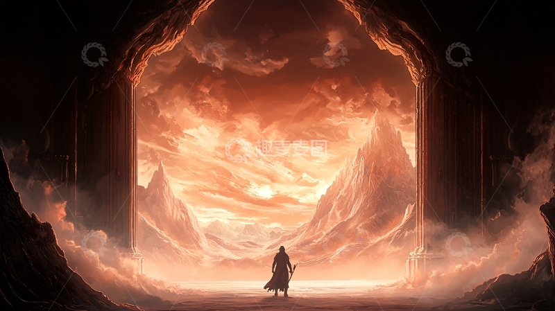 高清大图下载【趣麦麦图】神秘洞穴中的旅者