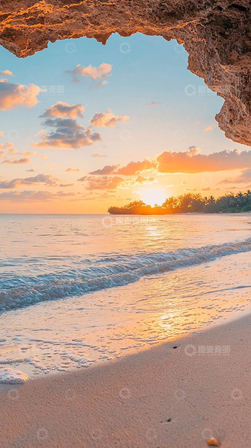 高清大图下载【趣麦麦图】日落海滩自然风光