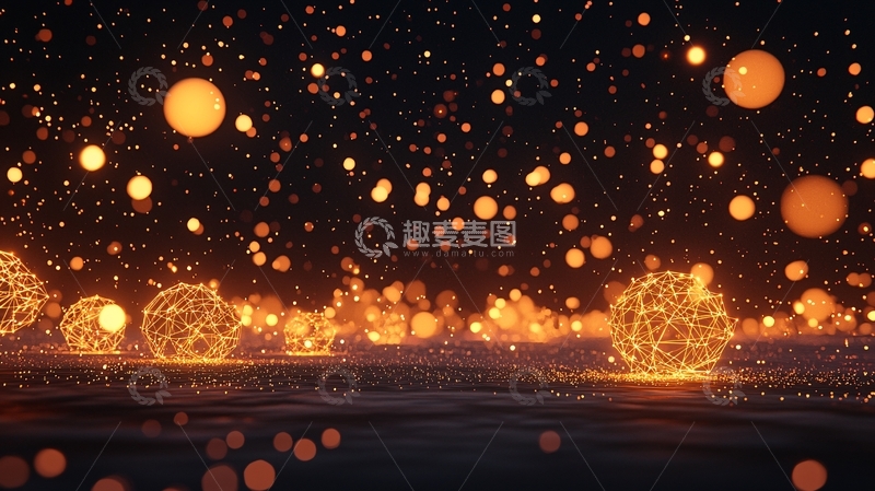 高清大图下载【趣麦麦图】梦幻光球夜景背景