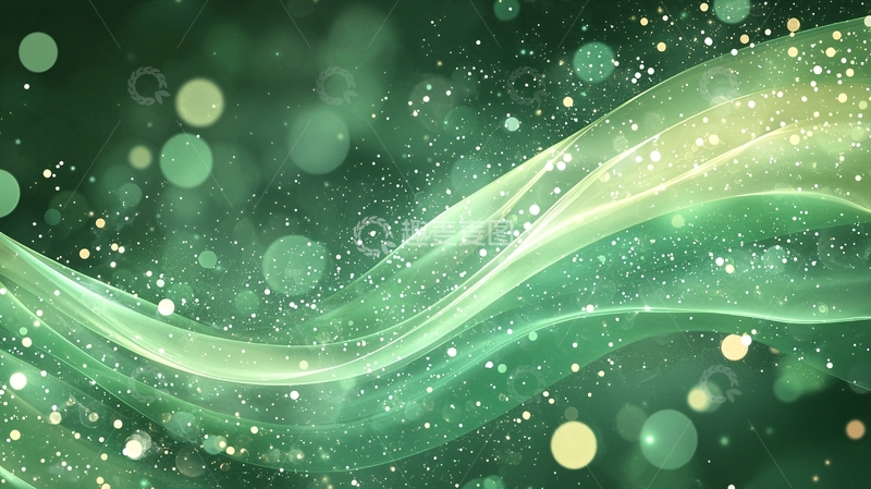 高清大图下载【趣麦麦图】绿色波浪光斑抽象背景