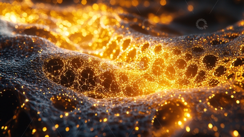 金色光点交织的网状纹理