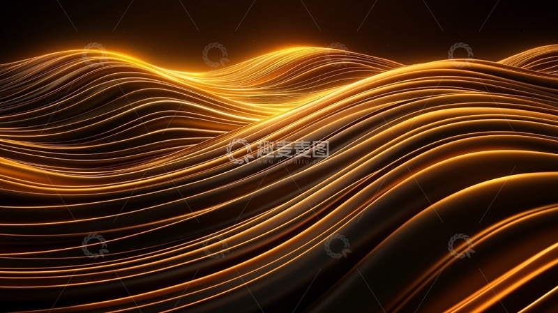 高清大图下载【趣麦麦图】金色波浪抽象背景