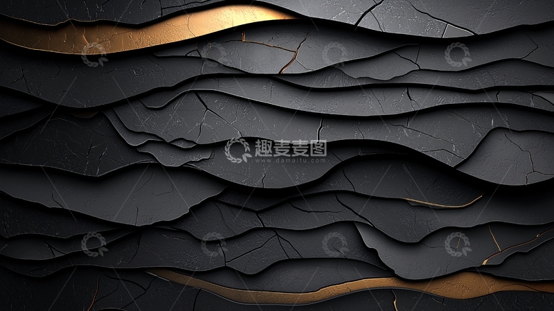 高清大图下载【趣麦麦图】黑色波浪纹理背景素材