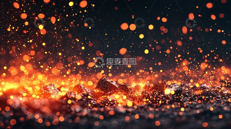 高清大图下载【趣麦麦图】火山爆发火花动态背景